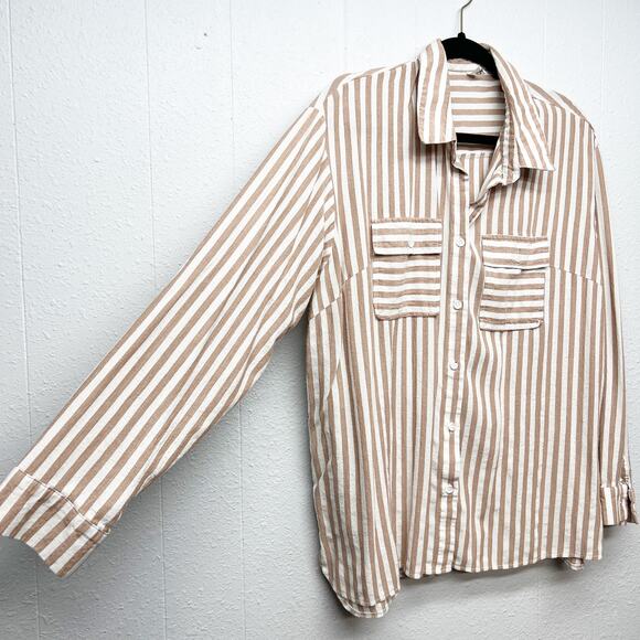 MSJ Striped Shirt Womens 2XL Cotton Business Capsule Workwear Minimalist Relaxed - Picture 5 of 13
